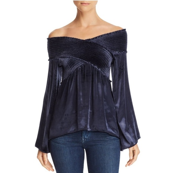 Ramy Navy Spot Cotton Blend Top
